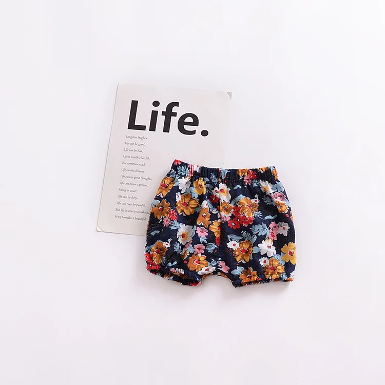 Летние модные хлопковые шорты с цветочным рисунком для маленьких девочек