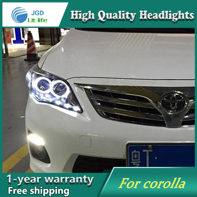 Бесплатная доставка фары для Toyota corolla 2011-2013 Светодиодный ная балка фара DRL H7