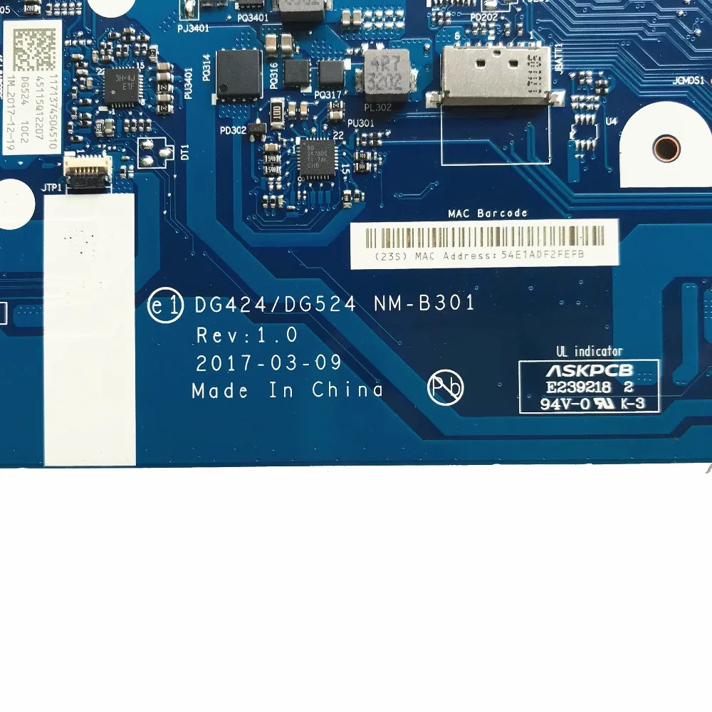 Reboto для LENOVO IDEAPAD 320-15IAP материнская плата для ноутбука W/N4200U 5B20P20643 DG424/DG524 NM-B301 DDR3L MB протестированная Быстрая