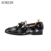 xobzjh designer shoes men high quality italian men shoe luxury wedding party genuine leather slip on loafers shoes big size