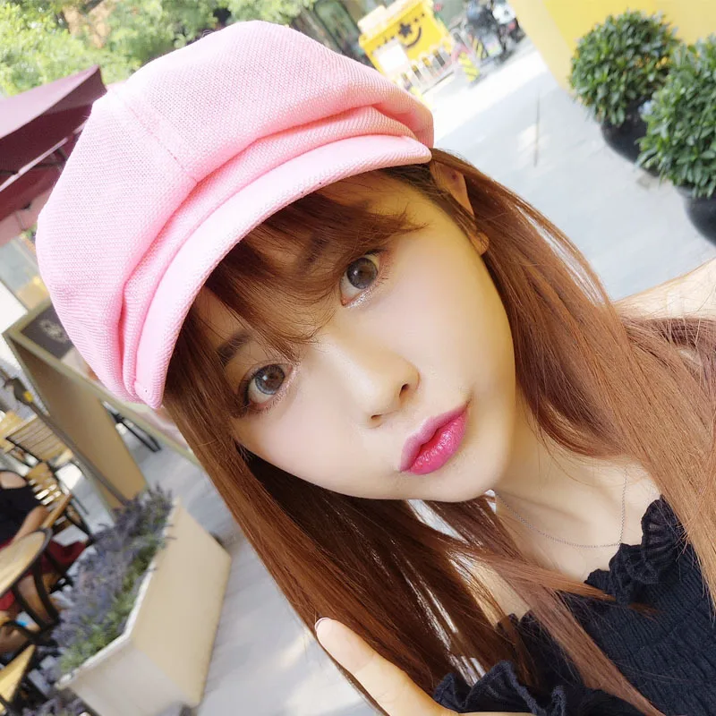 2017 new South Korean literary linen octagonal hat men and women retro summer beret painter cap newsboy hat bare