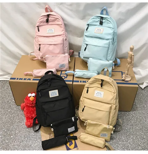 Нейлоновый женский рюкзак, Одноцветный рюкзак Mochilas, женская сумка на плечо для девочки-подростка, школьная сумка, рюкзак