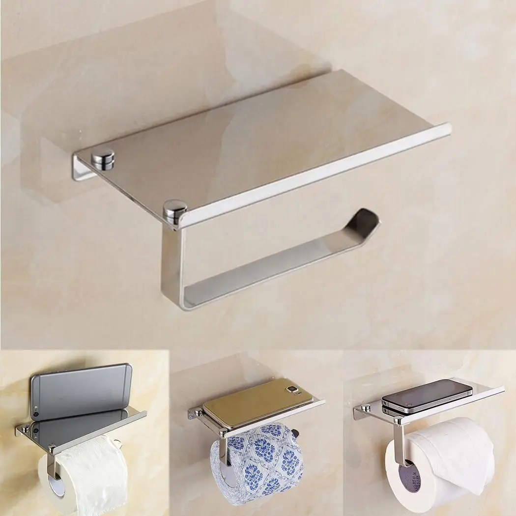 Настенная стойка для туалетной бумаги из нержавеющей стали с серебряным