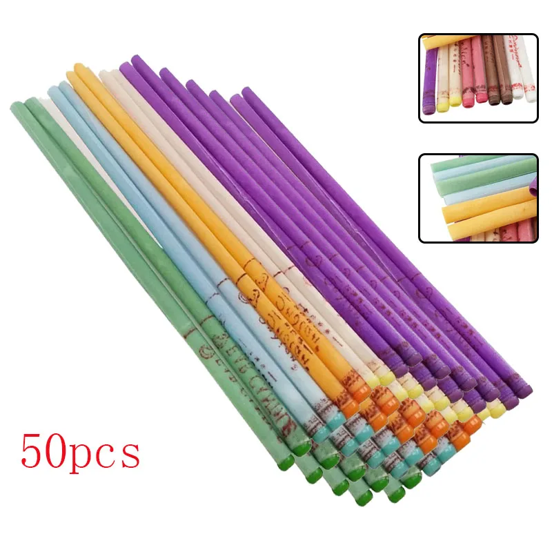 D 50 pcs Straight 50-100 штук ароматерапии Ушная свеча(Тихий бергамот-светло-желтый/рог с вилкой) обслуживание ушей - Цвет: D 50 pcs Straight