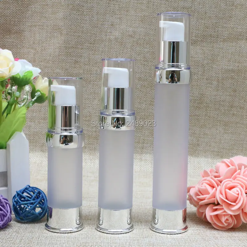 

Mini 15ml 20ml 30ml High-grade Silver Airless Bottles Vacuum Frosted Lotion Container Plastic Empty Refillable Bottle 10pcs/lot