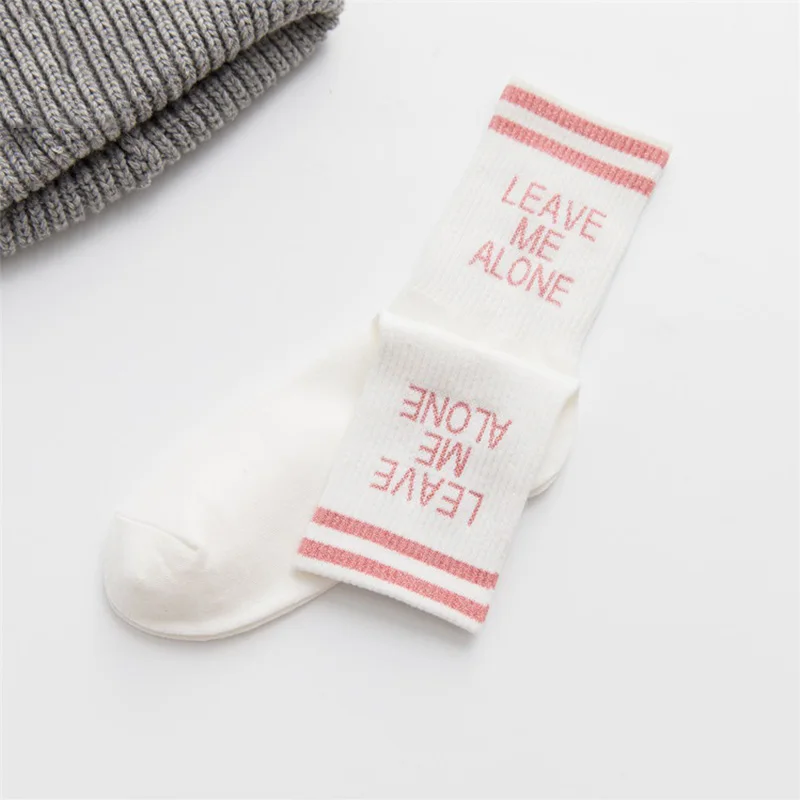 Letter Pink Вселенная одежда аксессуары мультфильм хлопок Harajuku летние дышащие милые женские полосатые весенние 1 пара забавные носки - Цвет: Letter Pink