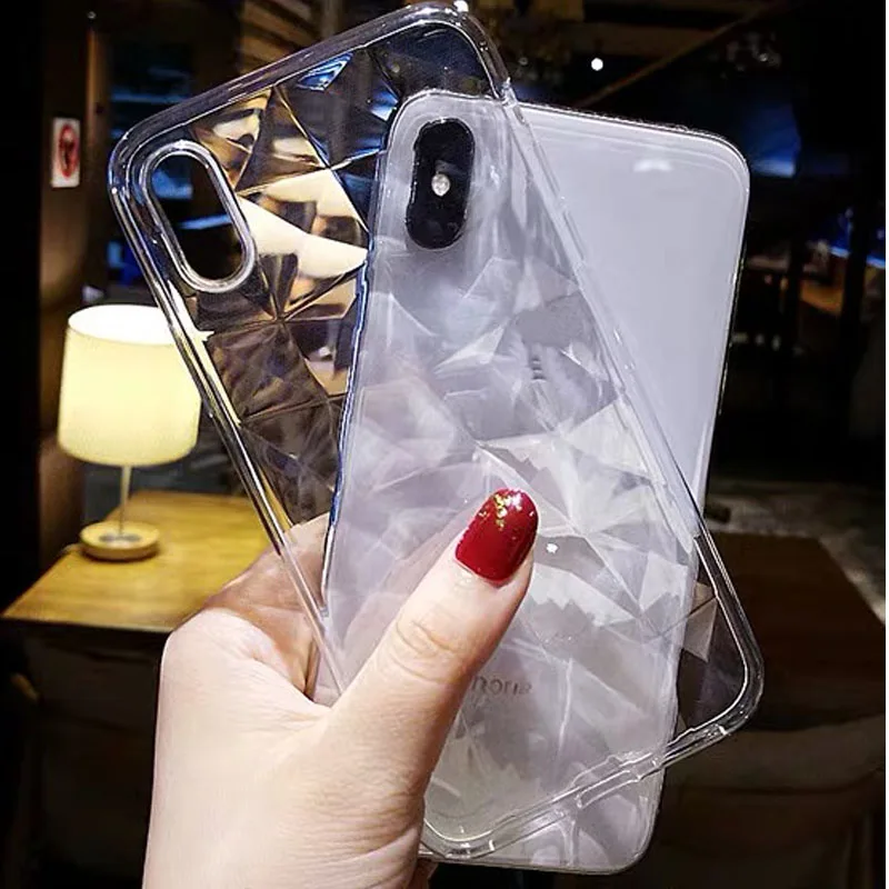 3D Diamond Patterned Transparent Soft TPU Case Cover on sfor Xiaomi Mi 9 se A2 Redmi S2 6A Note 5 5A 7 Clear Silicon Phone Capa |