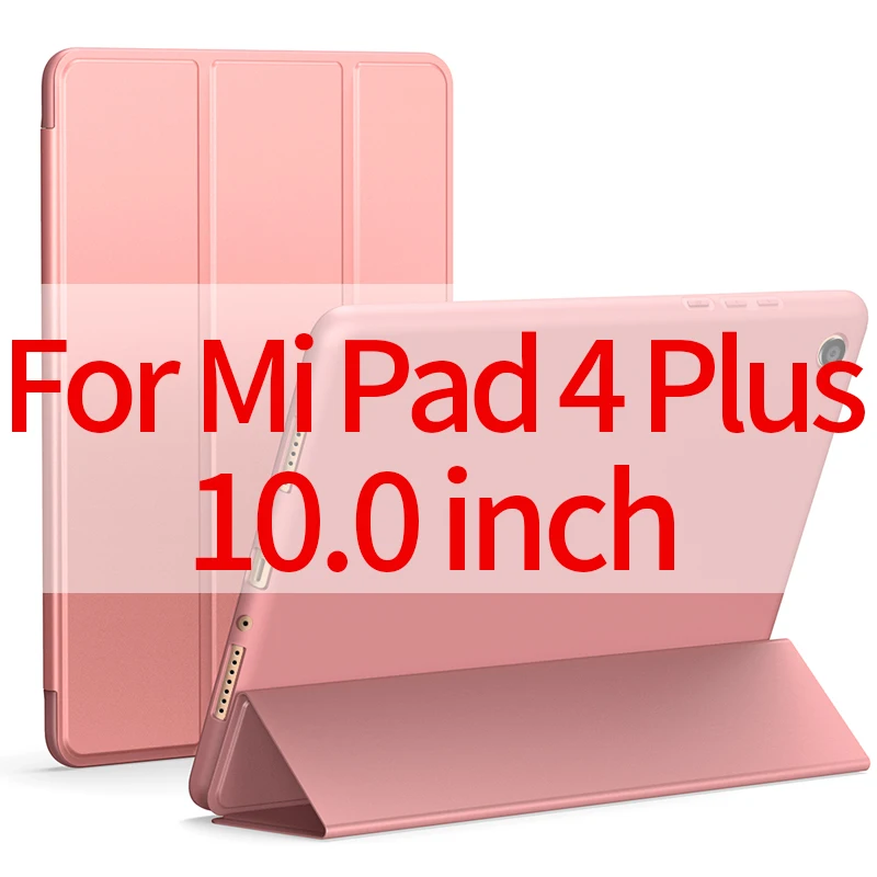 Чехол для Xiaomi Mi Pad 4, 8,0 дюймов, силиконовый смарт-чехол, Магнитный Авто спящий чехол для Xiaomi Mi Pad 4 Plus, 10,0 дюймов, из искусственной кожи чехол - Цвет: 10.0 inch pink
