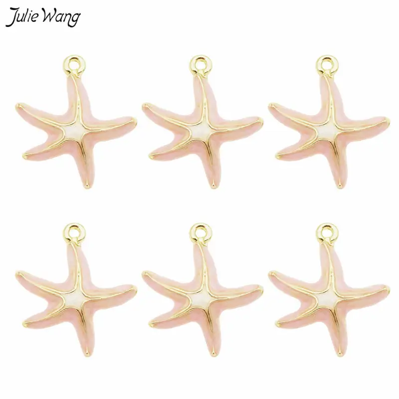 Julie Wang 6 шт./лот разноцветные эмалевые подвески в форме морской звезды ювелирные