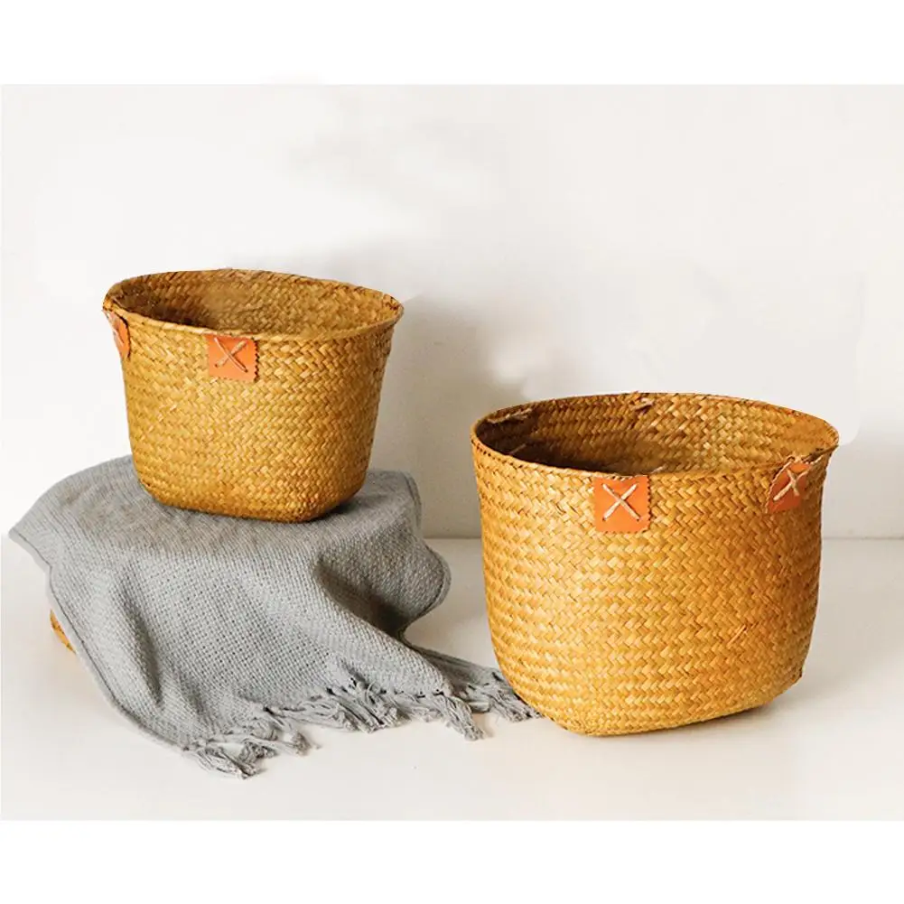 Hand-knitted Toy Storage Basket Fruit Basket Nordic Style Plant Pot Basket Hand-woven Collapsible Flower Basket