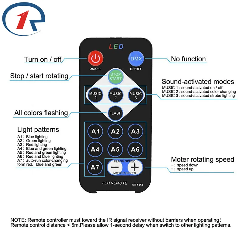 ZjRight ИК пульт RGB LED Кристальный вращающийся шар сценический светильник USB 5 В