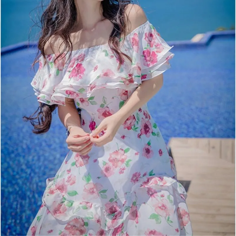 2019 модное женское Платье макси с цветочным принтом без рукавов Повседневное