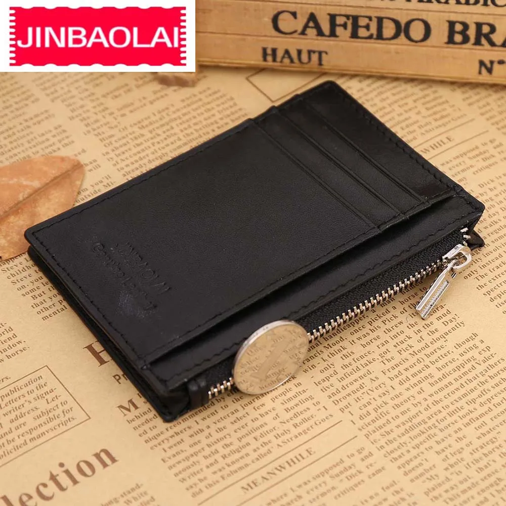 Кошелек JINBAOLAI мужской из натуральной коровьей кожи на молнии с отделением для