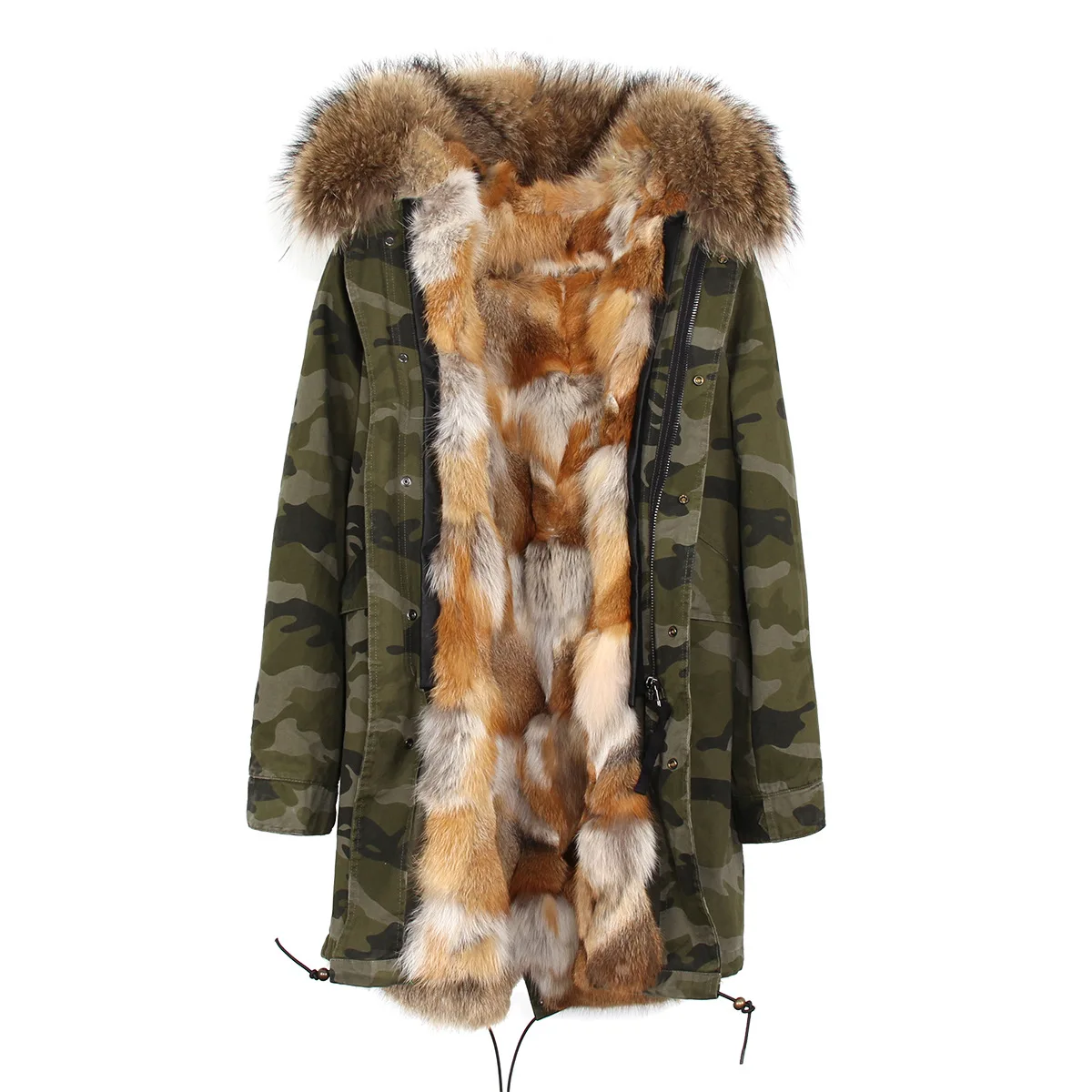 Зима роскошный мех лисы трава Liyan Тонг Dongyu Чжоу с тем же Паркер пальто мороженое длинное пальто - Цвет: see chart