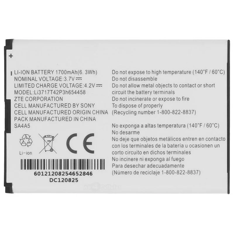 Original Li3717T42P3h654458 phone battery For ZTE MF63 AC60 EUFI890 AR918B 1700mAh | Мобильные телефоны и аксессуары