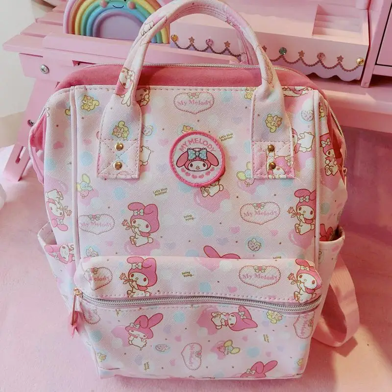 Новинка, мультяшный милый настоящий рюкзак My Melody, школьный ранец, высокое качество, ПУ, розовый, для начальной школы, мелодия, дорожная сумка для девочек, подарок - Цвет: B