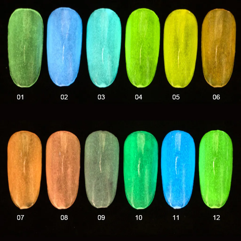 12colors/set Neon Pigment Nail Powder Dust Ombre Glitter Gradient Iridescent Acrylic Art DecorationG723 | Красота и здоровье