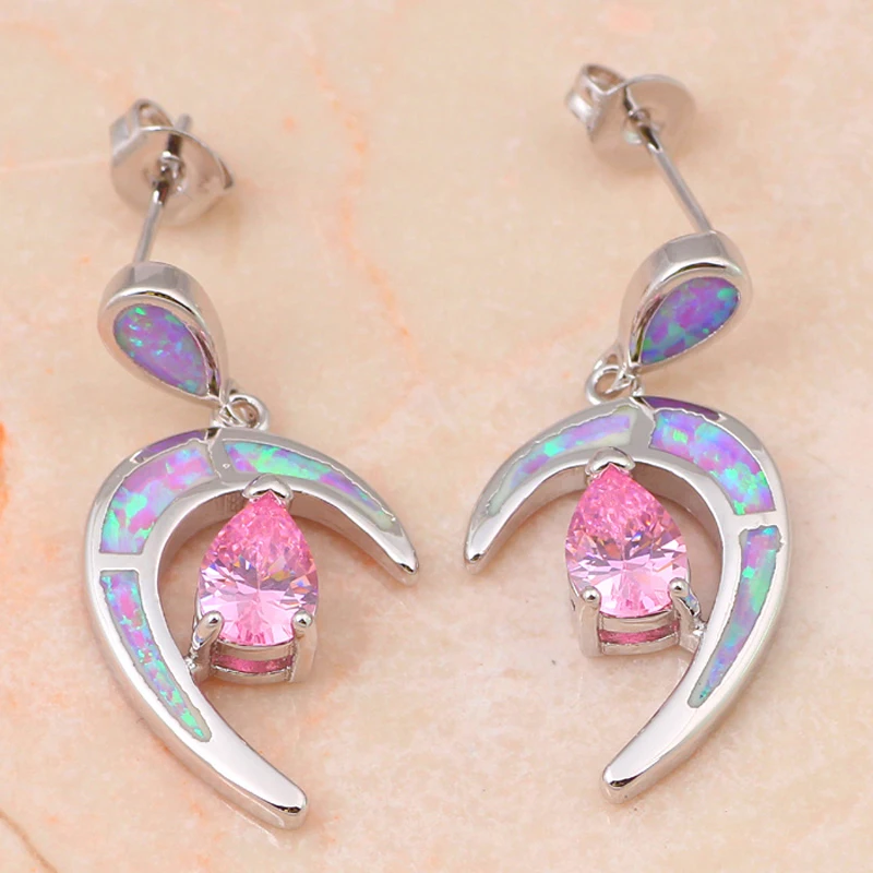 C дизайн Подвески-талисманы розовый кристалл инкрустация Розовый огненный опал