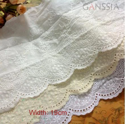 1 Флейта: 19 см винтажная хлопчатобумажная ткань, кружевная вышитая отделка, кружево с цветочным дизайном для шитья своими руками (искусственная кожа)