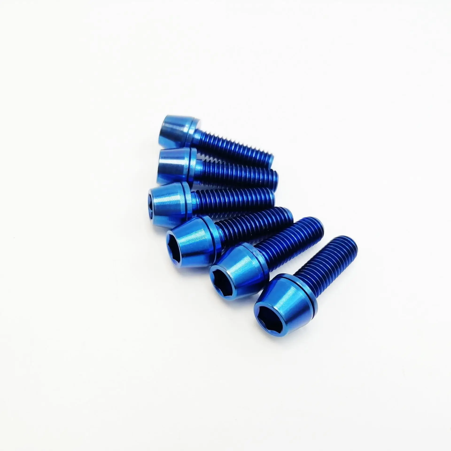 6 шт. титановые Ti болты M5X16mm M5* 16 мм Конические Винты Болты с шайбами для велосипеда стебли руля - Цвет: Blue