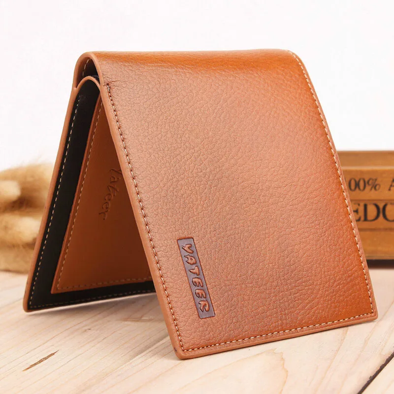 Новое поступление однотонный короткий дизайнерский мужской кожаный кошелек с