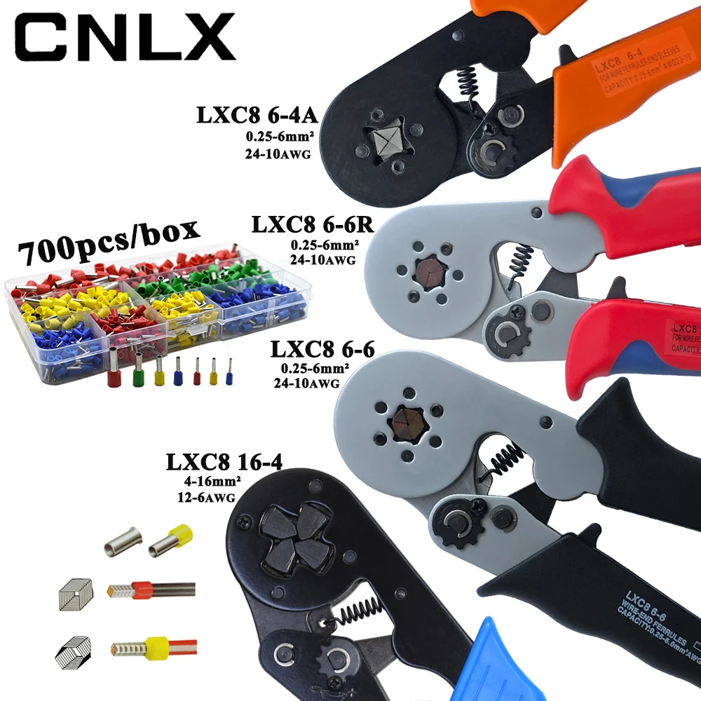 

LXC8 10S 0.25-10mm2 23-7AWG LXC8 6-4/6-6 0.25-6mm2 LXC8 16-4 crimping pliers electric tube terminals box mini brand clamp tools