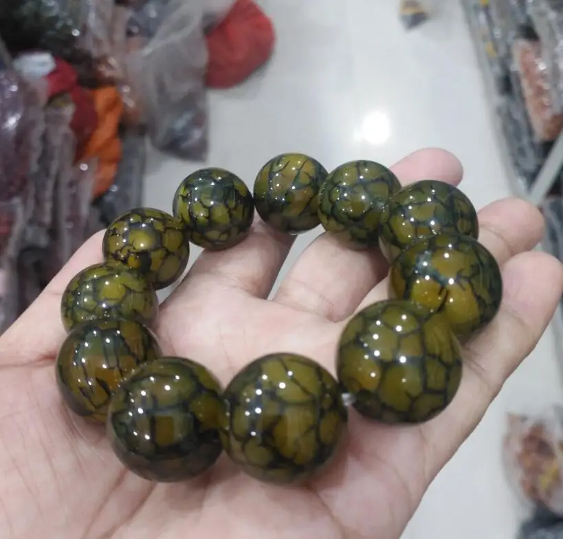 Чистый натуральный халцедон дракон браслет желтый камень браслет|Браслеты| |