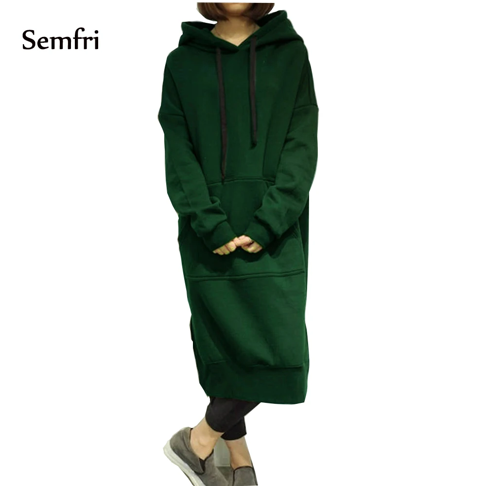 green Semfri толстовки женские Kpop длинные sudadera mujer большие размеры 5XL Толстовка платье модная верхняя одежда осень зима толстовки - Цвет: green