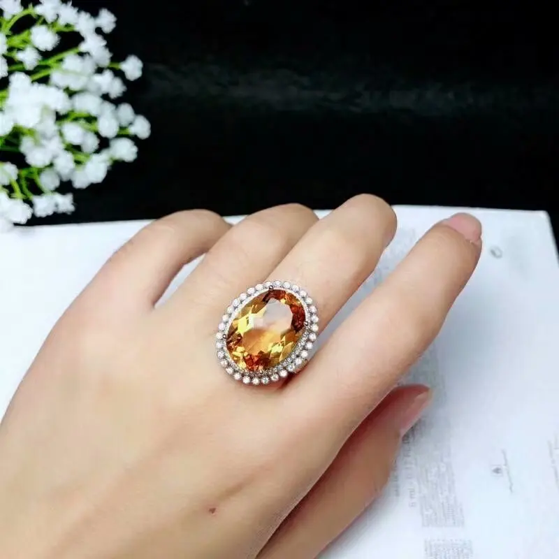 Кольца shilovem из стерлингового серебра 925 пробы с пьезоэлектрическим цитрином