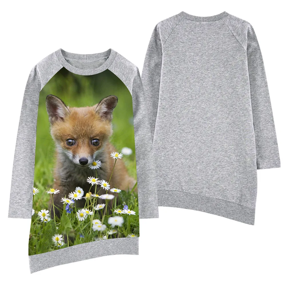 kids fashion baby Girls Dress nice Little fox printing Children dress Autumn European and American 2018 Style Brand Baby | Детская