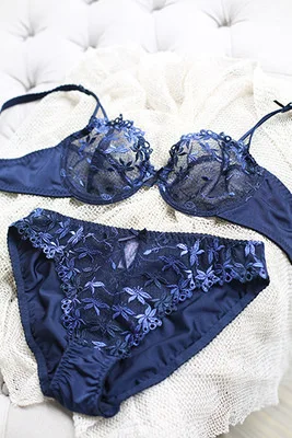 Комплект женского кружевного нижнего белья 5 цветов с вышивкой | Женская одежда