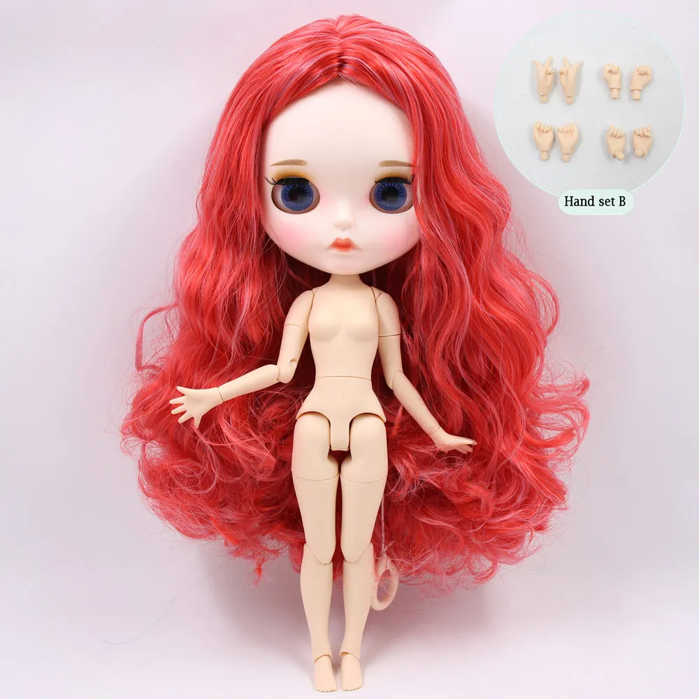 ICY Nude Blyth изготовленная на заказ кукла No. BL1063/1061 красные смешанные волосы 1/6 bjd, pullip, licca, jerryberry - Цвет: B doll with hand B