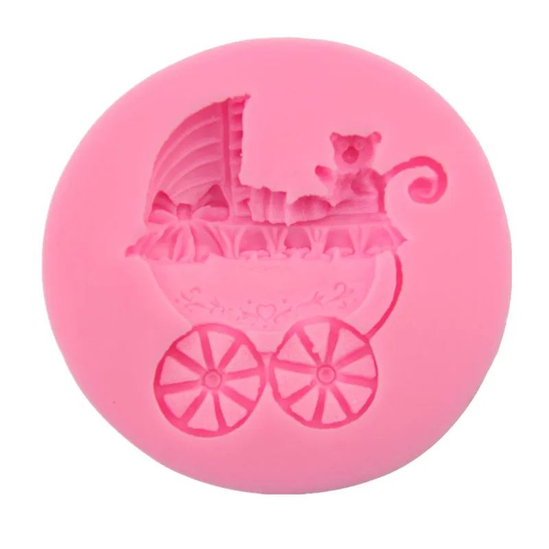 Сахарные детскую коляску Силиконовая Форма Fondant Mold торт декоративные