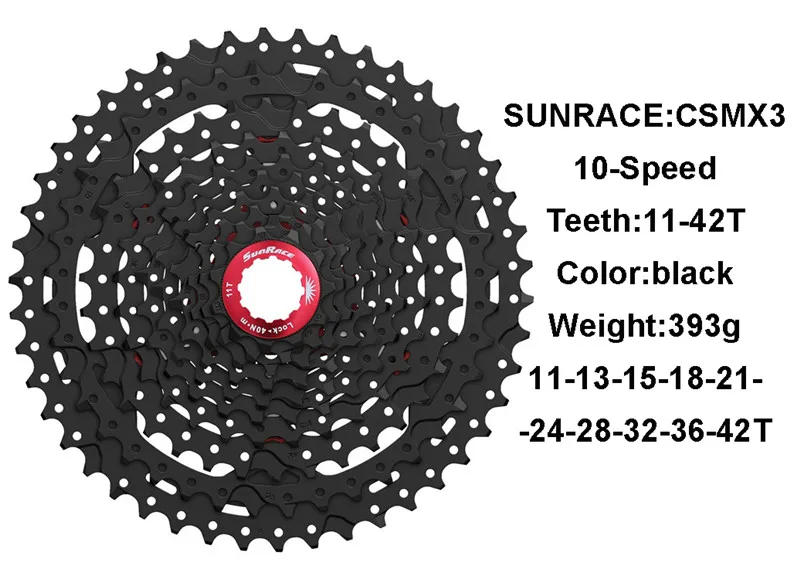CSMX3-black-42T Sunracing CSMX3 CSMX8 MTB велосипед кассета 10S 11S скорость-11-40 T/11-42 T/11-46 T, черный/серебристый велосипед свободного хода - Цвет: CSMX3-black-42T
