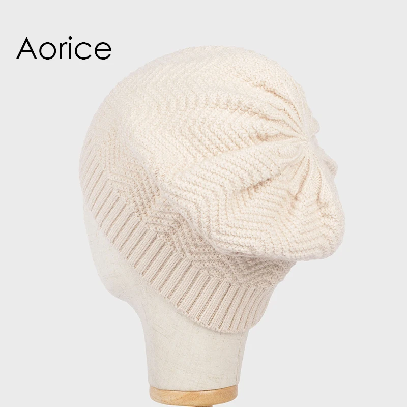 Новинка 2020 зимняя вязаная шапка Aorice однотонная сохраняющая тепло модные