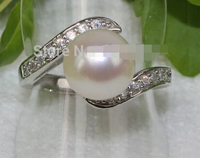 Hot sell Real natural Akoya white cultured pearl ring 7-9 &gtBridal jewelry free shipping | Украшения и аксессуары