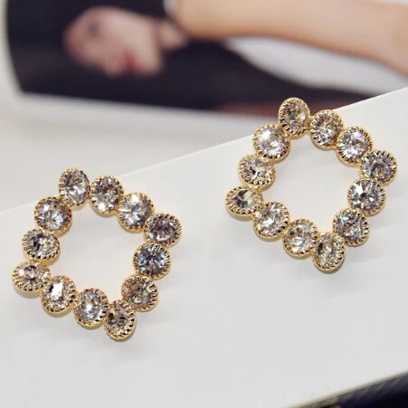 

New Arrival 2018 Trendy Geometric Square Crystal Stud Earrings Accessories for Woman Wholesale and Retail