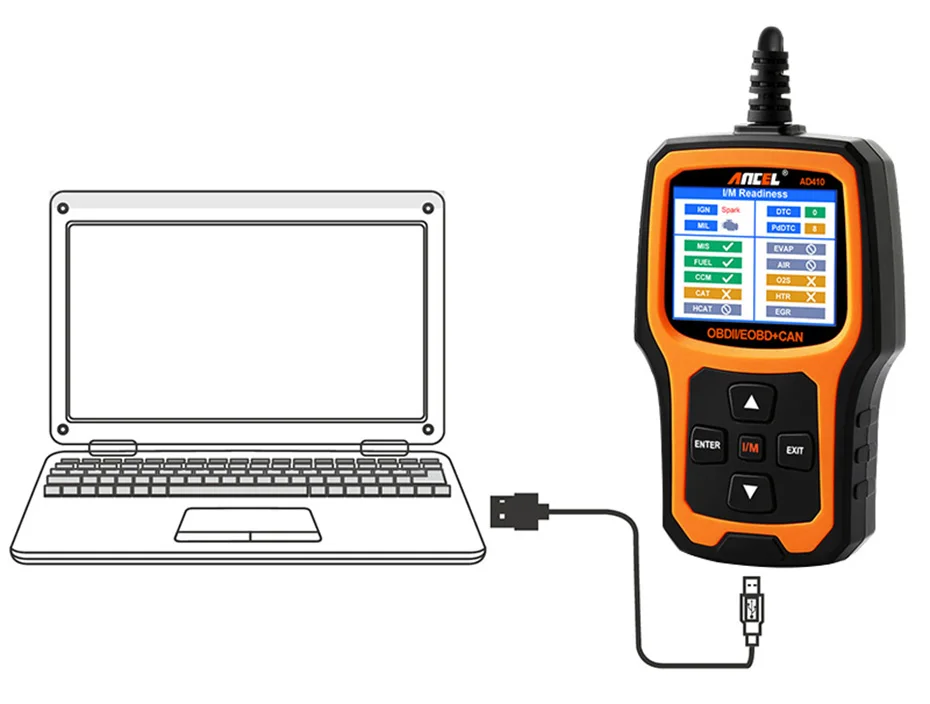 Ансель автомобиль инструмент диагностики OBD2 автомобильной сканера AD410 OBD 2 EOBD лучше ELM327 двигателя инструменты код ошибки чтения сканирования