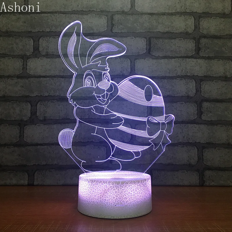 

Cute Rabbit Easter Egg 3D Table Lamp Novelty LED Night light Home Decor 7 Color Change Night Kids Easter Day Gifts