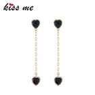 Минималистичные серьги-сердечки KISS ME, висячие серьги золотого цвета из сплава, длинные висячие серьги, женская бижутерия