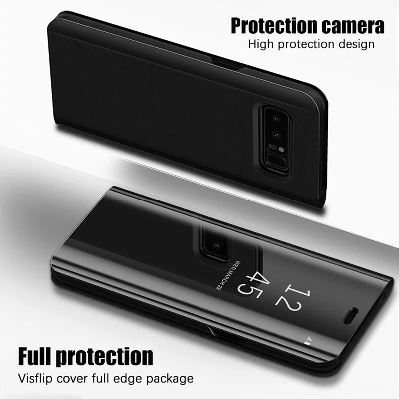 Прозрачный зеркальный умный чехол для Samsung S8 S9 Plus S7 Edge Кожаный флип Galaxy J3 J5 J7 2017 A3 A5