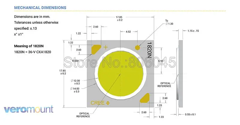 2 шт. Cree CXA1820 CXA 1820 40 Вт Керамический COB светодиодный светильник EasyWhite 4000 K-5000 K теплый белый 2700 K-3000 K с/без держателя
