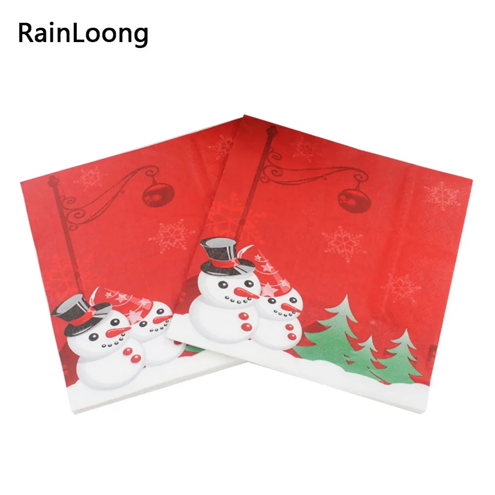 [RainLoong] Санта Бумага салфетки снеговик рождественские украшения Guardanapo 33*33 см 1 упак./лот - Цвет: Фиолетовый