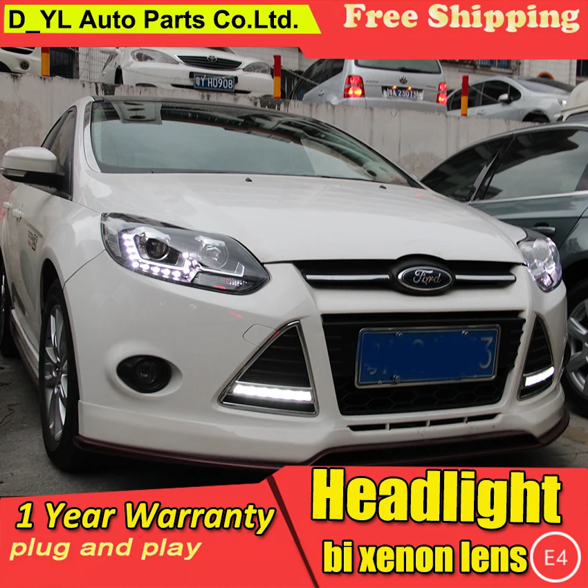 

Car styling for Ford Focus LED Headlights 2012-2014 Headlamp assembly Turn lights DRL lens H7 HID xenon bi xenon lens