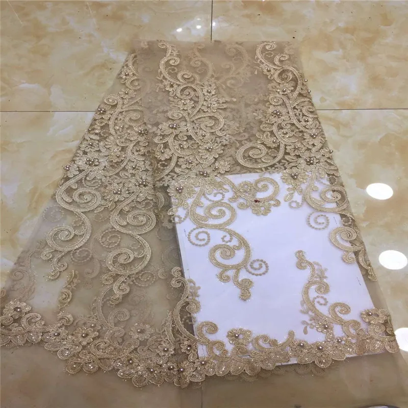 

Cassiel Nigerian Lace Fabric High Quality Beads Fabric Embroidery Tulle Lace Fabric For African Lace Matrial Wedding Dress