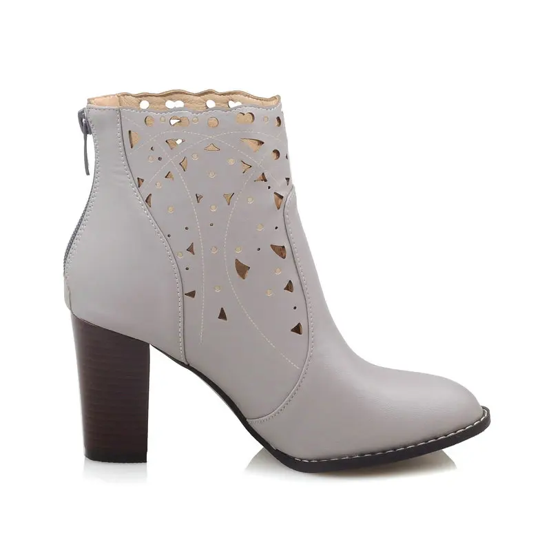 QUTAA/женские туфли с резным узором Искусственная кожа ботильоны на высоком