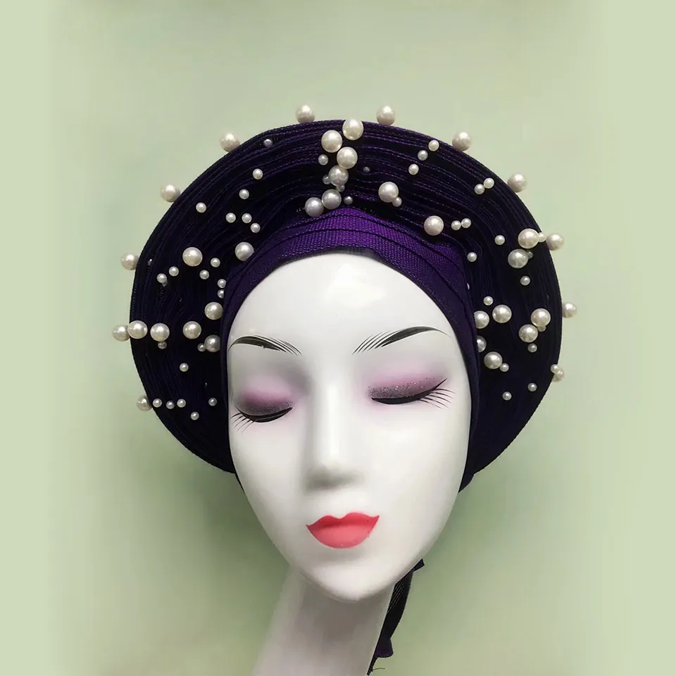 Новейший Авто геле готовые Aso oke Зеленый Африканский головной убор женская шляпа