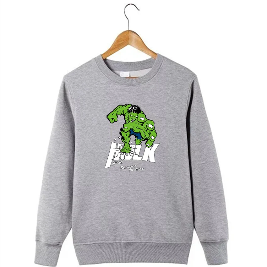 2017 весна Осень Мода толстовка Мужчины Толстовки халк печати с длинным рукавом