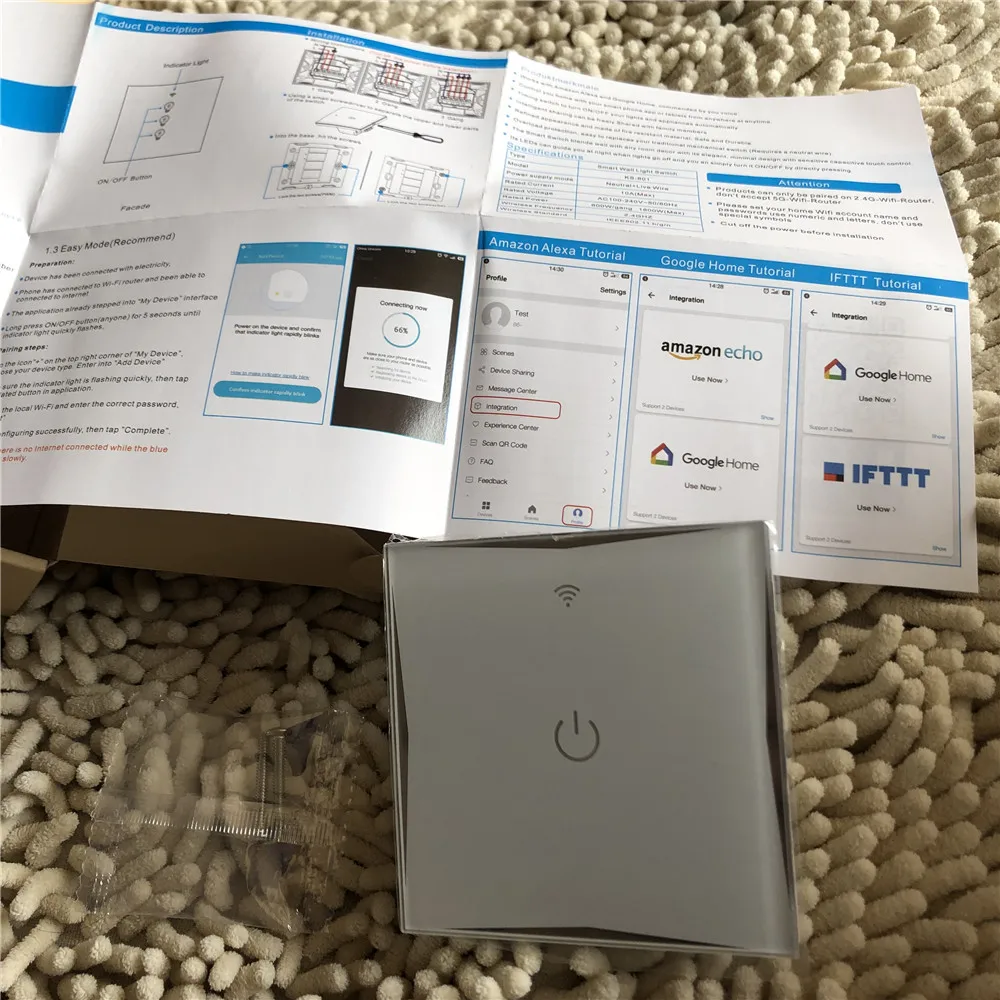 Настенный светильник ключатель света Rillpac KS-601 евро 86 стилей Wi-Fi беспроводное