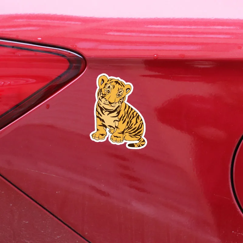 

YJZT 11.3CM*14.5CM Cartoon Cute Animal Tiger PVC Car Sticker Decal Car Accessories 5-0444